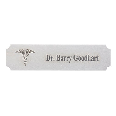 Silver/Black Name Badge with Engraved Caduceus H-G268-20213