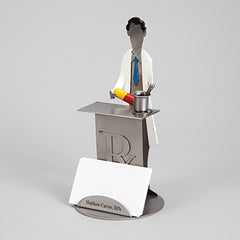 Male Pharmacist Steel Sculpture Cardholder, Personalized H-18794P-14995