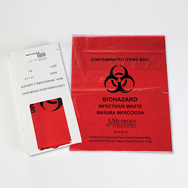 Small Biohazard Bags, 11-1/4 x 14-1/2 H-7446-16284