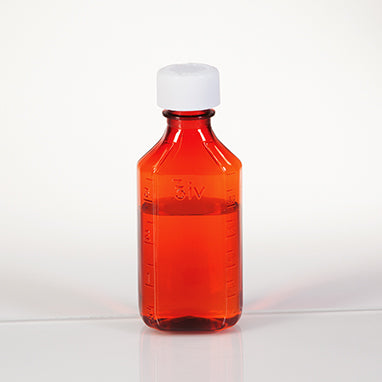 Amber Plastic Oval Medicine Bottles, 4 oz. H-19490-14274