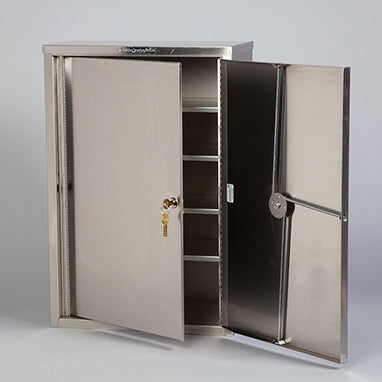 Stainless Steel Narcotic Cabinet, 2 Locks, 2 Doors, 16x24x8 H-8222-20457