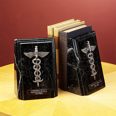 Black Zebra Marble Bookends, Personalized H-GK206P-14146