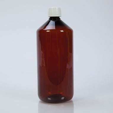 Amber Plastic Bottles Only, 1,000mL H-10293-12100