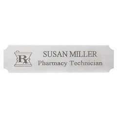 Silver/Black Name Badge with Engraved Mortar and Pestle H-Q129-20236
