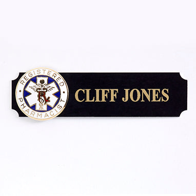 Black/Brass Name Badge with Logo