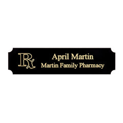 Black/Brass Name Badge with Engraved Rx H-Q119-20231