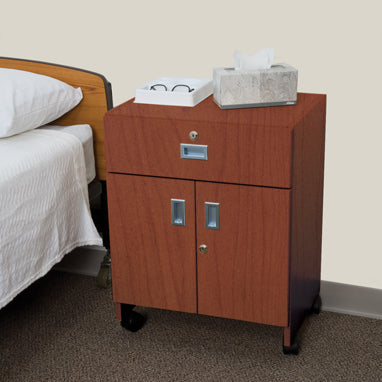 Mobile Locking Bedside Cabinet, Double Door