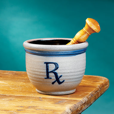 Salt Glazed Mortar with Wood Pestle H-PK104-12202