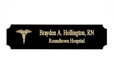 Black/Brass Name Badge with Engraved Caduceus H-G275-20216