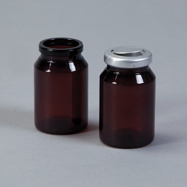 Amber Plastic Vials, 30mL H-7709-12526