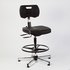 Kango High Polyurethane Seat Chair w / Tilt and Footrest, Black H-8421K-15186