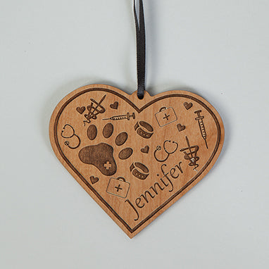 Vet Etched Wood Ornament, Personalized H-V216-12512