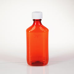 Amber Plastic Oval Medicine Bottles, 8 oz. H-19491-14275