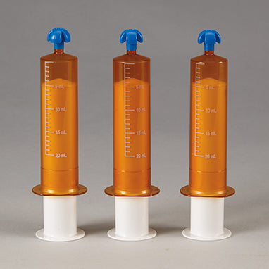 Comar Oral Dispensers with Tip Caps, 20mL, Amber with White Plunger H-18399-15882