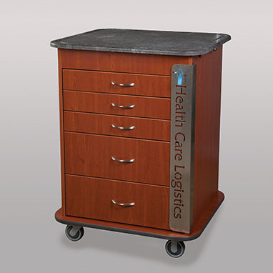 Furniture-Style 5-Drawer Cart with Rock Ash Top