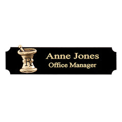 Black Brass Name Badge with Mortar and Pestle Logo H-H015-20220