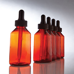 Amber Plastic Dropper Bottles, 2 oz. H-10080-14921
