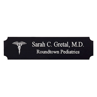 Black/Silver Name Badge with Engraved Caduceus H-G269-20214