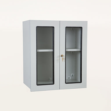 Wall Cabinet with Windows and Lock, 24 Inch