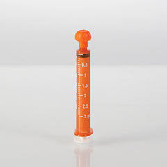 NeoMed Oral Dispensers with Tip Caps, 3mL, Amber/White Markings, 25 Pack H-19408A-01-16594