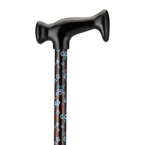Nova Ortho-Med T-Handle Cane Aluminum 28 to 39 Inch Height Flowers on Black Print - M-1167044-1978 - Case of 12