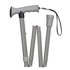 Folding Comfort Grip Cane Gray