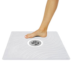 22" X 22" SHOWER MAT, 6" CENTER DRAIN, TEXTURED, 200 SUCTION CUPS