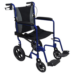 TRANSPORT WHEELCHAIR, ALUMINUM, FOLDS FLAT, BLACK, 300LB