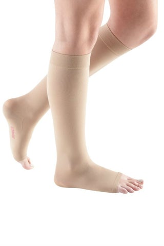 Mediusa Compression Stocking mediven Knee High Small Beige Stocking: Open Toe, Liner: Closed Toe - M-1029140-2071 - Pair
