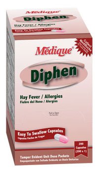 Medique Products Allergy Relief Diphen 25 mg Strength Tablet 200 Packets Per Box
