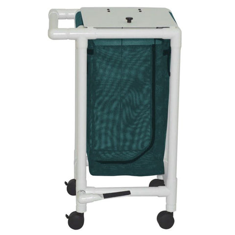Single Bag Laundry Hampers - Standard with FP - White PVC - Forest Green
