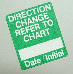 Direction Change Label - Green - Roll Of 250