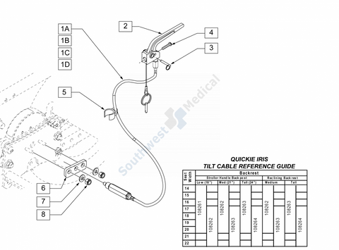 Sunrise Medical Cable Assembly For Wheelchair - M-731037-754 - Each