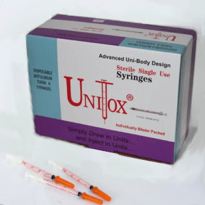 UNITOX SPECIALTY SYRINGES (31 GAUGE) Sterile single use syringes FDA Approved
